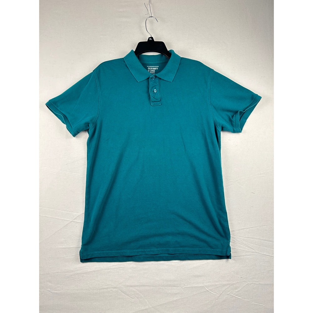 Old Navy Mens Slim Fit Polo Shirt Teal Blue Green Short Sleeve Large